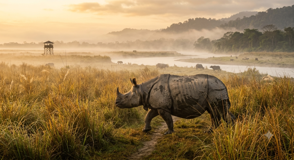 One Horned Rhinoceros Kaziranga National Park in Assam - BlueJay Explorations