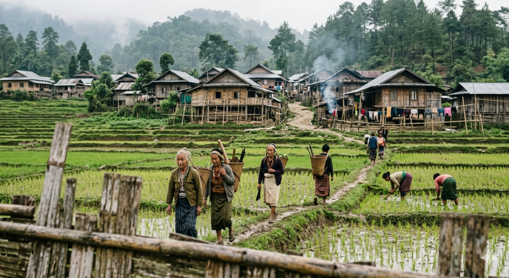 Ziro Valley Travel Guide - Apatani village in Ziro Valley, traditional bamboo houses, local tribal culture