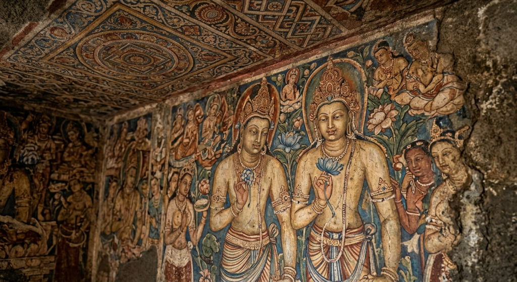 Ajanta Cave murals depicting Bodhisattva Padmapani - BlueJay Explorations