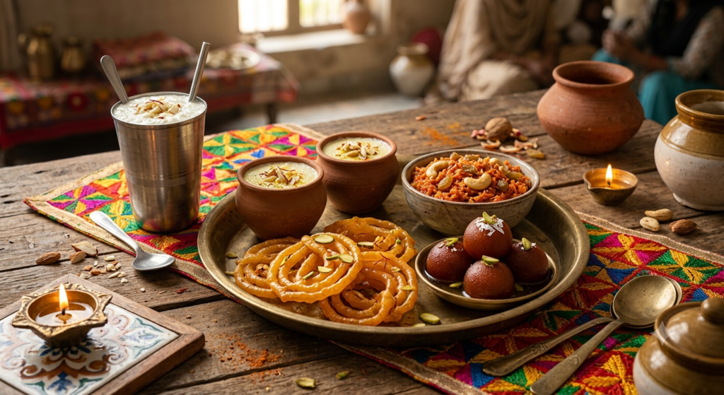 Dessert platter featuring crispy jalebi - BlueJay Explorations