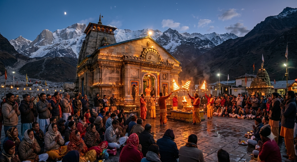 Evening Aarti at Kedarnath Temple -BlueJay Explorations