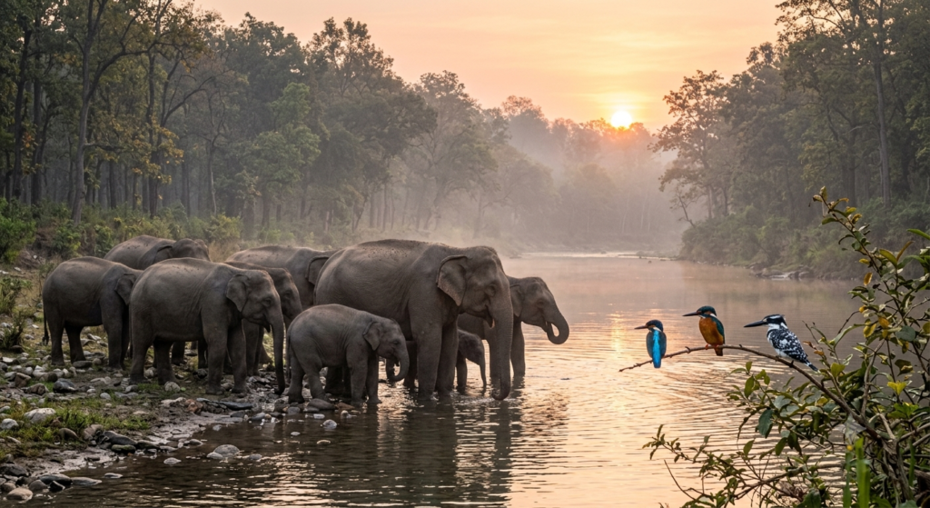 Herd of wild Asian elephants - BlueJay Explorations