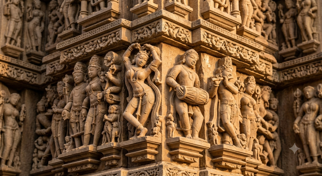 Intricate stone carvings at Khajuraho Temples - BlueJay Explorations