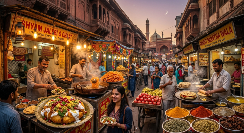 Photograph of Chandni Chowk's historic food street - BlueJay Explorations