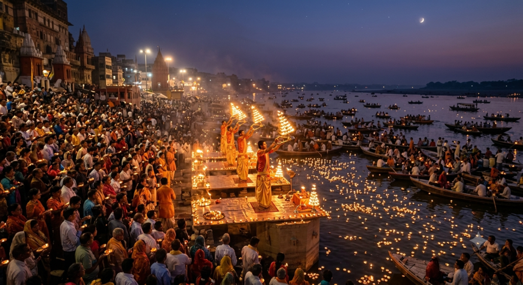 Photograph of the grand Ganga Aarti - BlueJay Explorations