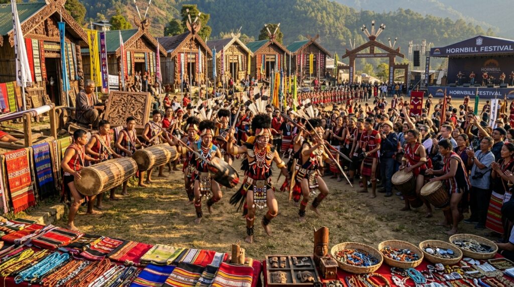 Hornbill Festival cultural performances with Naga tribal dancers - BlueJay Explorations