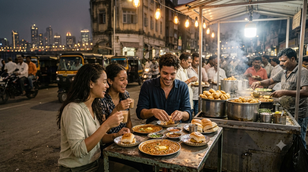 Mumbai food experience with street food, city lights and local evening atmosphere - BlueJay Explorations