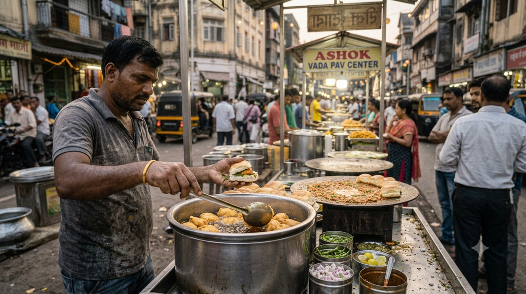 Mumbai street food vendor preparing local food for customers - BlueJay Explorations