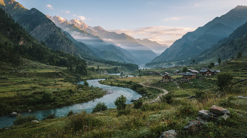 Gurez Valley surrounded by dramatic Himalayan mountains in Kashmir - BlueJay Explorations