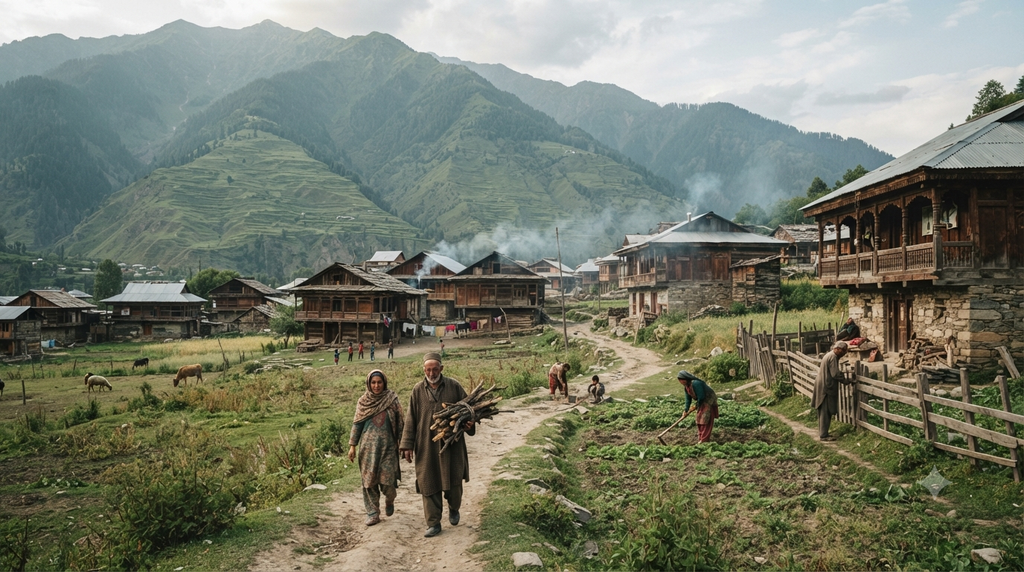 Traditional village life surrounded by mountains in Gurez Valley - BlueJay Explorations