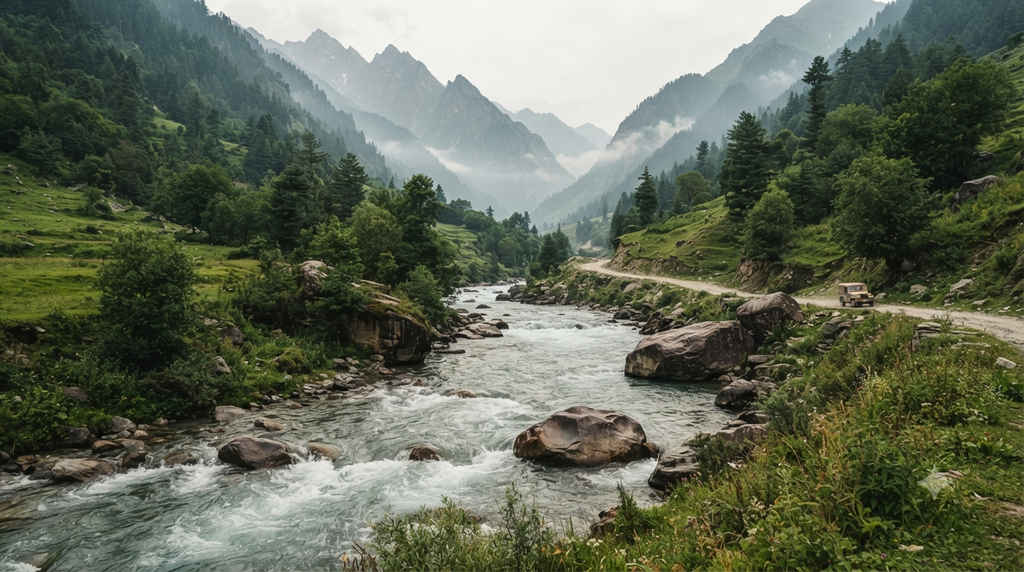 Kishanganga River flowing through the mountains of Gurez Valley - BlueJay Explorations