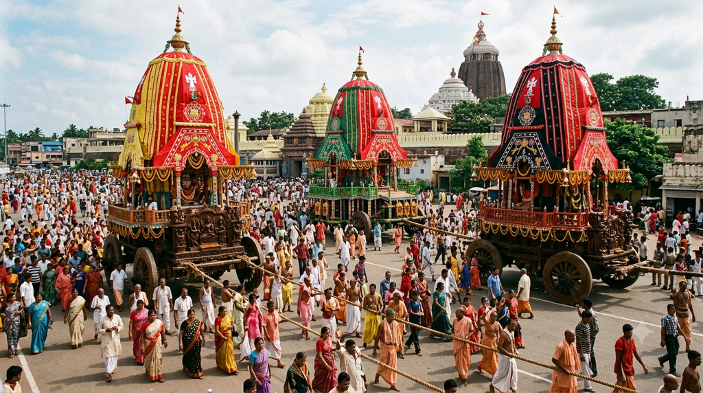 Decorated chariots associated with the Jagannath Rath Yatra festival in Puri - BlueJay Explorations
