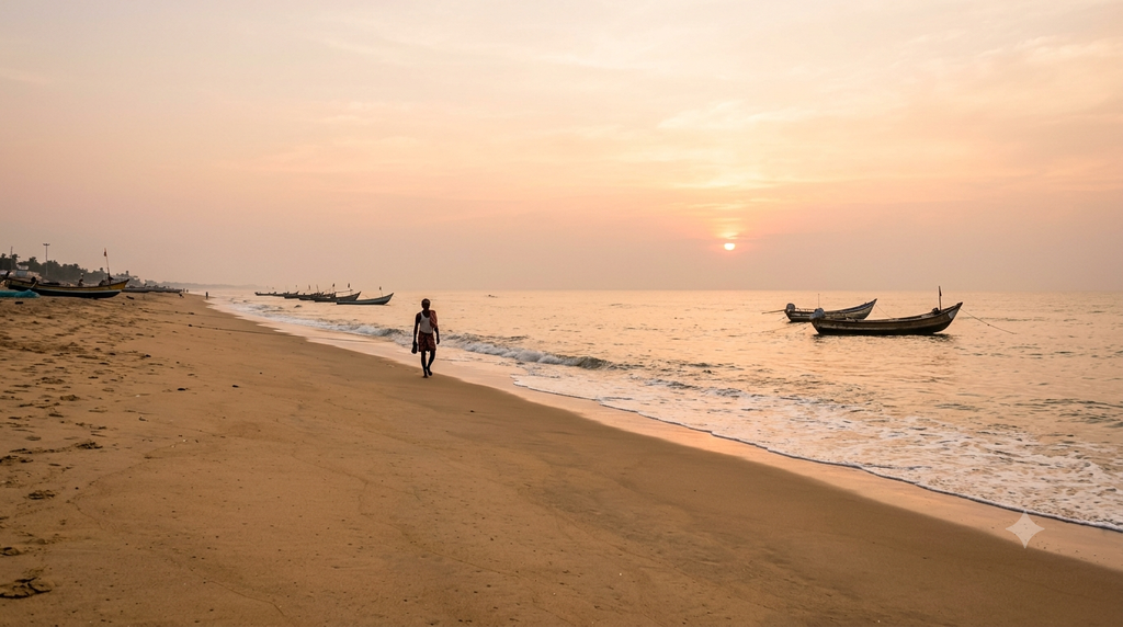 Peaceful coastal landscape representing a meaningful spiritual journey through Odisha - BlueJay Explorations