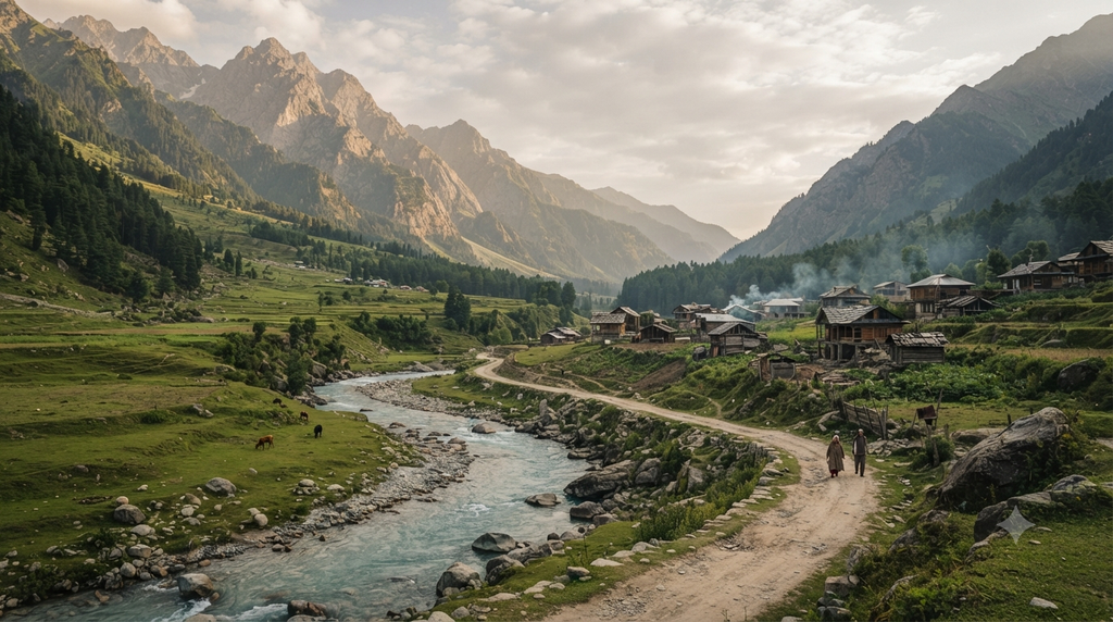 Tulail Valley with mountain villages and Himalayan landscapes near Gurez - BlueJay Explorations